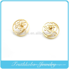 TKB-JE0013 Unique lacy flower round shaped golden 316L stainless steel stud earrings for women